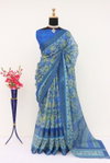 Df 152 Kalamkari Linen Daily Wear Printed Sarees Wholesale Shop In Surat